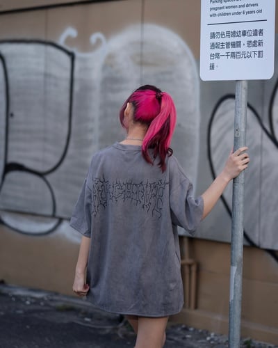 【現貨】ESTABLISHED 2018荊棘簍空字體麂皮短T6