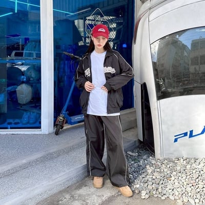 【現貨】Awesome 小高領刺繡織條風衣外套5