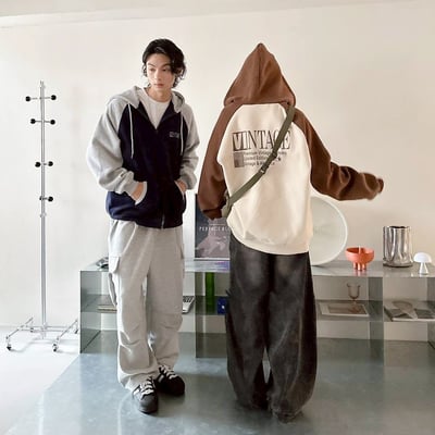 【現貨】VINTAGE撞色拼接連帽外套9