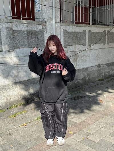 【熱賣不斷!好評大爆單!!】BOSTON刺繡貼布刷毛帽T6