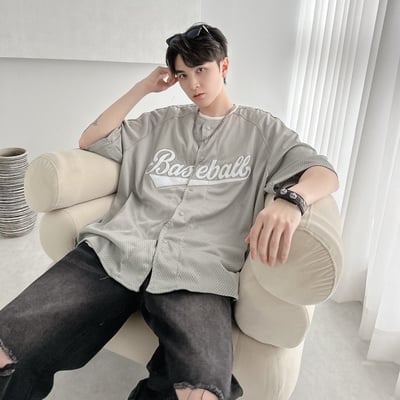 【層次穿搭現貨】網眼開扣棒球衫5