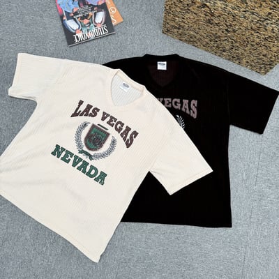 【現貨】LAS VEGAS剝落感燈心絨印花短T7