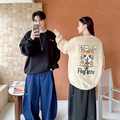 【現貨】日文虎斑貓吃麵大學T4