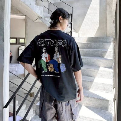 【SORONA® 涼感現貨】OUTDOOR雙人旅行印花短T3