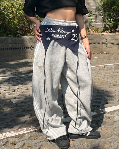 【誰都能駕馭!!!】美式撞色疊穿彎刀棉褲3