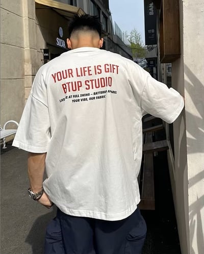 【現貨】英字少年感休閒寬鬆短T4