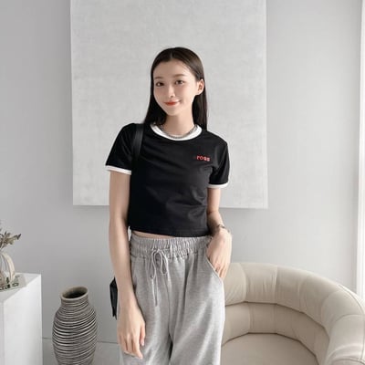 【現貨】撞色巧克力醬短版上衣4