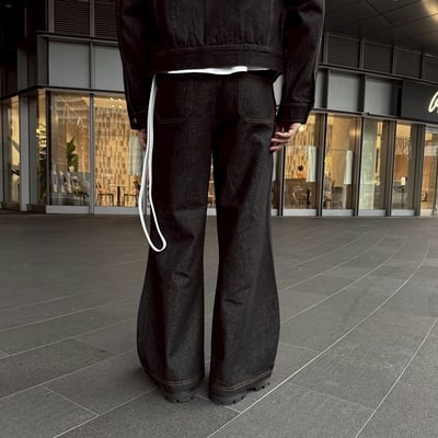 【現貨】高腰丹寧雅痞闊腿褲8