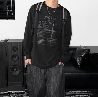 【現貨】做舊水洗街頭風字母斑駁印花長T4