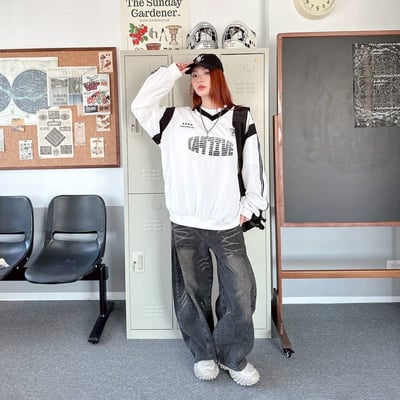 【現貨】美式條紋字V領風衣5