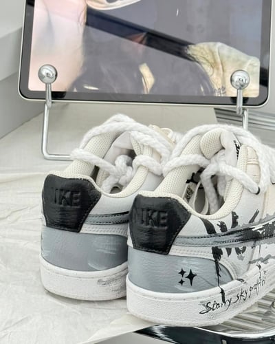 【訂製款】Nike Court Vision 灰痕塗鴉4