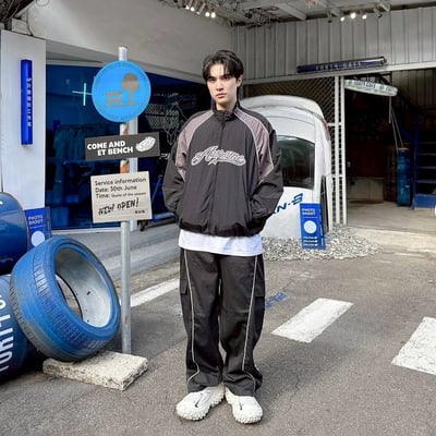 【現貨】Awesome 小高領刺繡織條風衣外套4