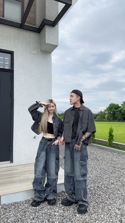 【一件兩穿CP值爆高】重工藝可拆式寬版牛仔落地褲11