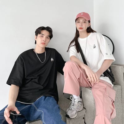 【細節控必入現貨】刺繡滑板小人短T1