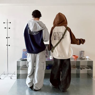 【現貨】VINTAGE撞色拼接連帽外套2