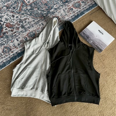 【現貨】高磅數高質感素面連帽拉鍊背心外套13