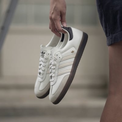 【仙女新品限定款!!!現貨速發】Adidas Samba OG 小金標 米白 皮革 德訓鞋 女鞋｜IH66284