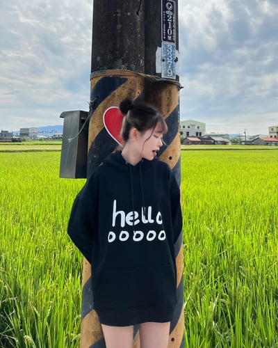 【現貨】美式helloooo印花牛奶絨帽T3