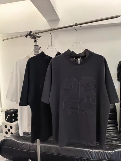 【質感在線⚡】2件高領拼接貼布繡重磅短T4