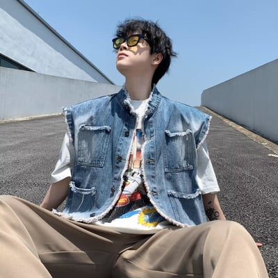 【現貨】水洗工裝牛仔背心8