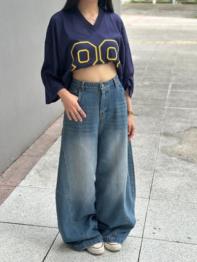 【現貨】街頭煙痕落地彎刀褲8