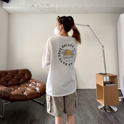 【現貨】夕陽海灘印花短T6