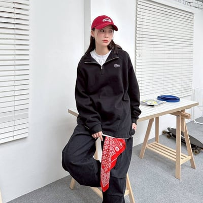 【現貨】Then刺繡立領拉鍊衛衣2