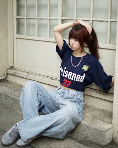 【隨意卻吸睛!!超強神款】裂痕直刷紋彎刀牛仔褲5