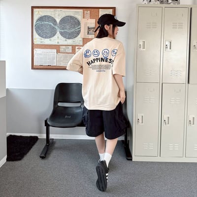 【現貨】HAPPINESS潑漆笑臉印花短T9