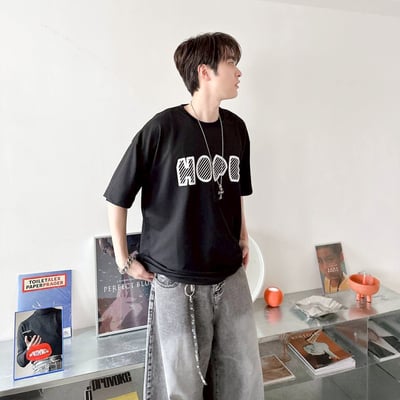 【現貨】HOPE斜紋字印花短T5