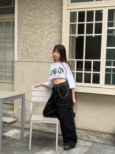 【腿長顯瘦神褲 官網限定】暗域結構拼接工裝寬褲5