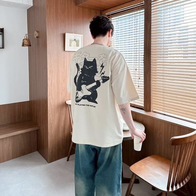 【現貨】像素吉他貓印花短T4