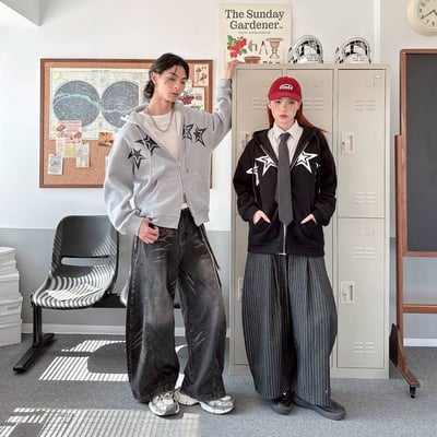 【現貨】星星印花雙鍊連帽外套3