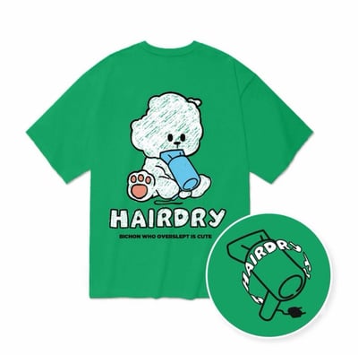 【現貨】HAIRDRY吹風機狗狗插畫印花短T10