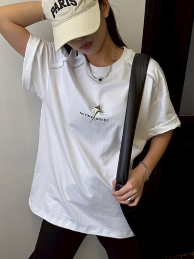 【超炫現貨】NOTIME NOSEE星芒立體別針拉鍊造型短T3