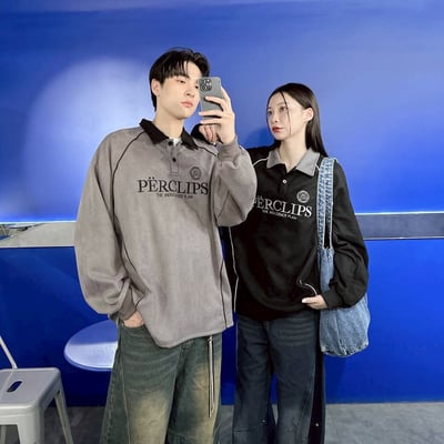 【現貨】PERCLIPS 刺繡撞色麂皮POLO衫1