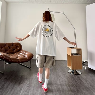 【現貨】夕陽海灘印花短T12