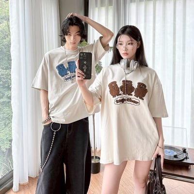 【現貨】Together 毛巾刺繡小熊短T1