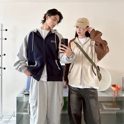 【現貨】VINTAGE撞色拼接連帽外套5