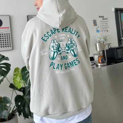 【現貨】復古遊戲搖桿印花刷毛帽T5