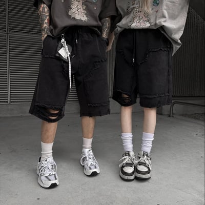 【現貨】黑系破壞七分牛仔褲2