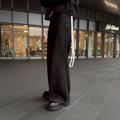 【現貨】高腰丹寧雅痞闊腿褲3