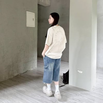 【麂皮上衣必入現貨】歌德字圓環刺繡短T3