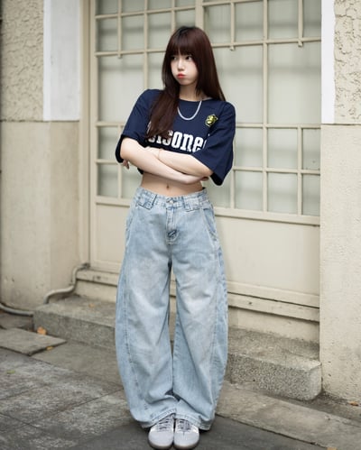 【隨意卻吸睛!!超強神款】裂痕直刷紋彎刀牛仔褲3