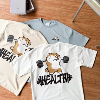【現貨】HEALTH柴犬舉重印花短T1