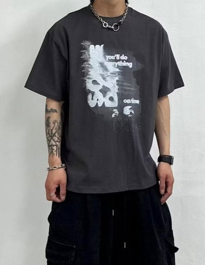 【現貨】幻影模糊字母印花短T5