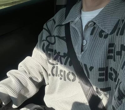 【現貨】水洗小花華夫格長袖POLO衫3