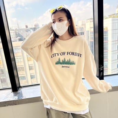 【現貨】城市森林刷毛大學T6