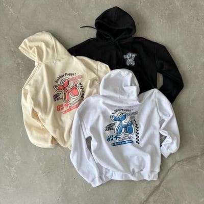 【現貨】賽車氣球狗狗刷毛帽T13