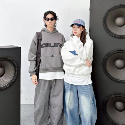 【現貨】AUR刺繡短寬版型帽T1